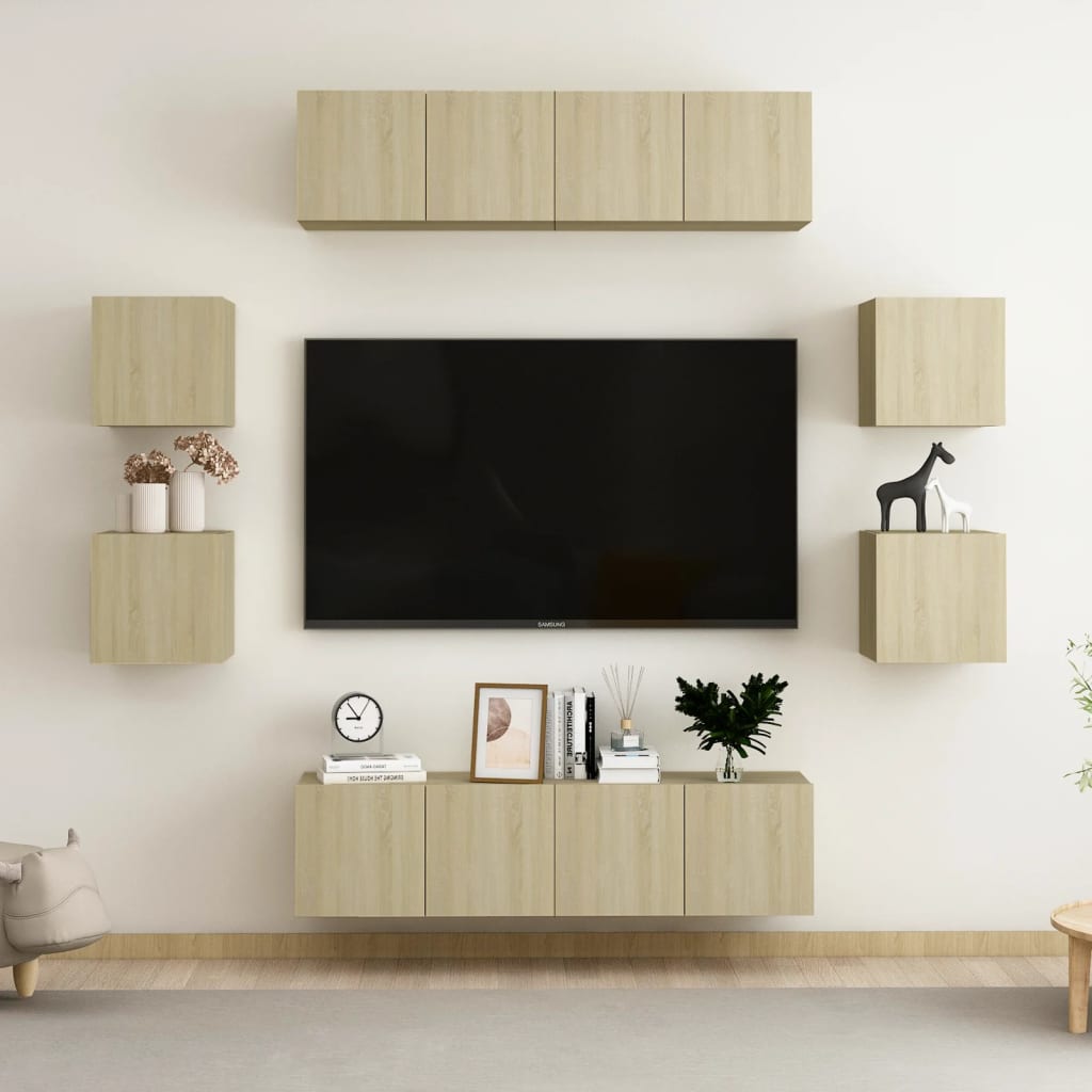 JUNG Vida 8-tlg. TV-Schrank-Set Sonoma-Eiche Holzwerkstoff