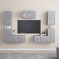JUNG Vida 7-tlg. TV-Schrank-Set Betongrau Holzwerkstoff