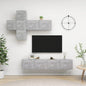 JUNG Vida 7-tlg. TV-Schrank-Set Betongrau Holzwerkstoff