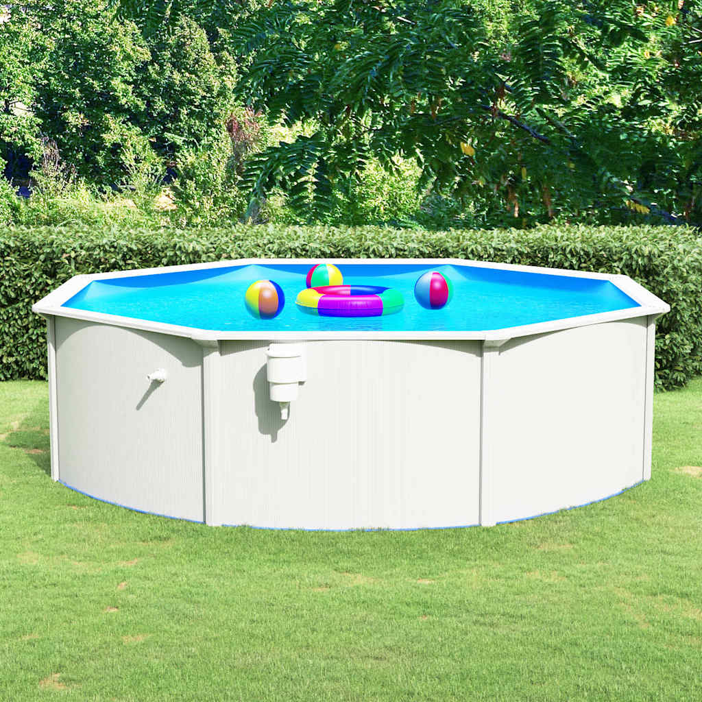 JUNG Vida Pool mit Stahlwand Rund 460x120 cm Weiß