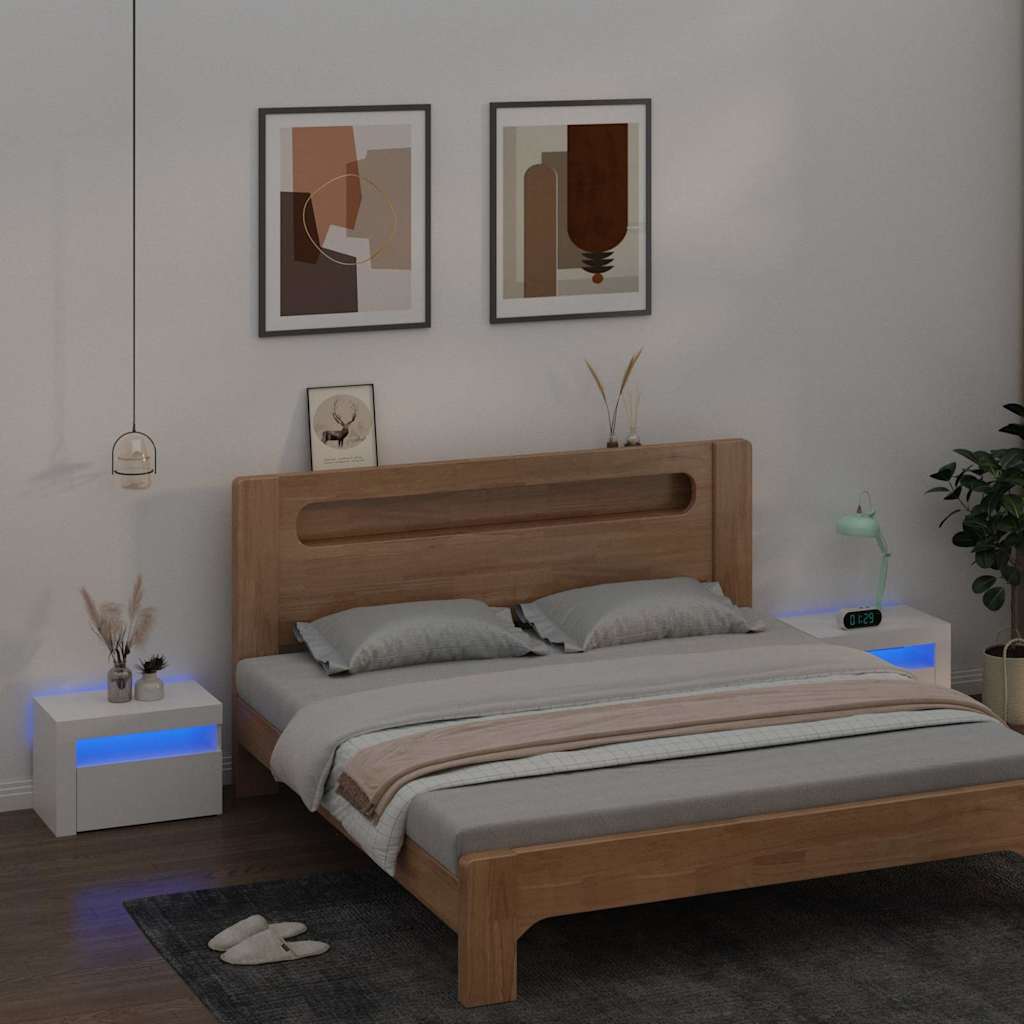 JUNG Vida Nachttische 2 Stk. mit LEDs Weiß 60x35x40 cm