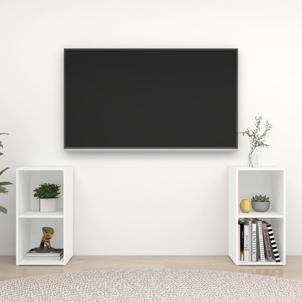JUNG Vida TV-Schränke 2 Stk. Weiß 72x35x36,5 cm Holzwerkstoff