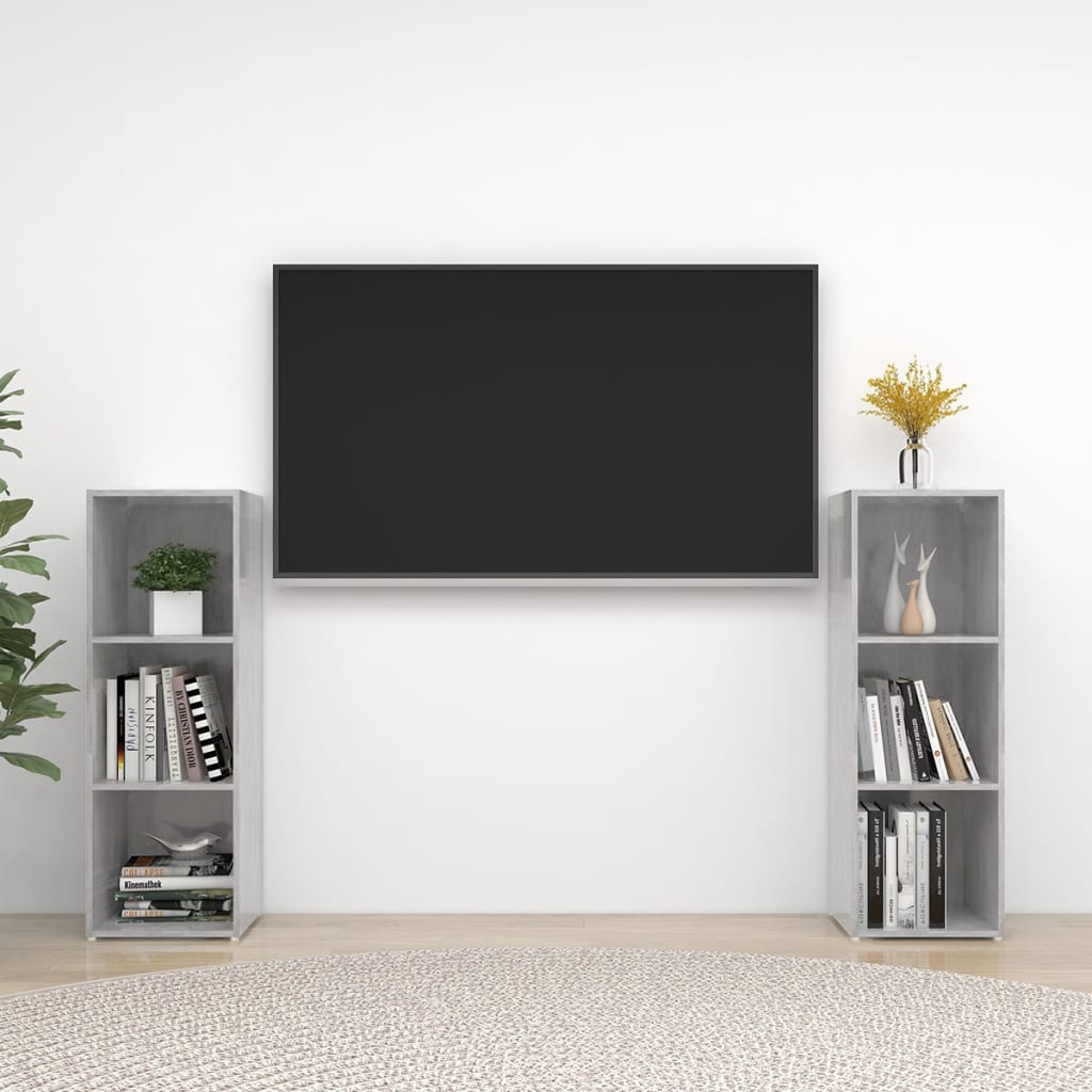 JUNG Vida TV-Schränke 2 Stk. Betongrau 107x35x37 cm Holzwerkstoff