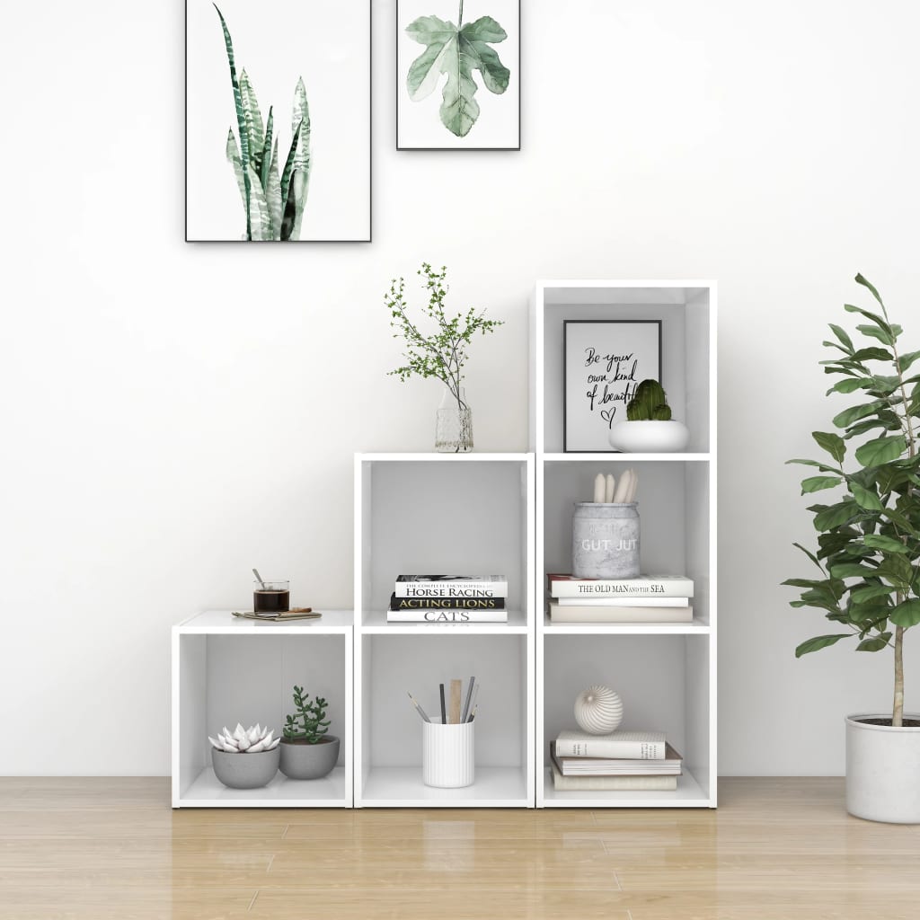 JUNG Vida 3-tlg. TV-Schrank-Set Weiß Holzwerkstoff