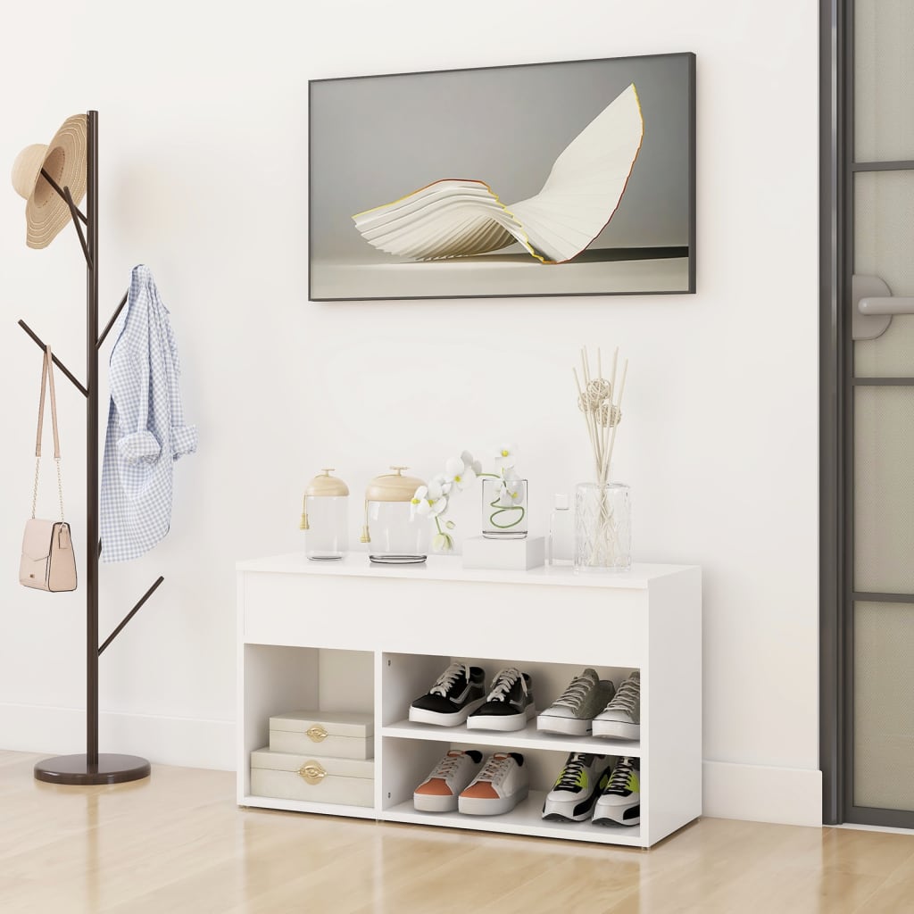 JUNG Vida Schuhbank Weiß 80x30x45 cm Holzwerkstoff