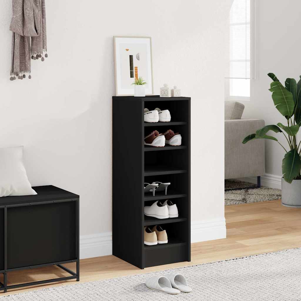 JUNG Vida Schuhschrank Schwarz 31,5x35x90 cm Holzwerkstoff