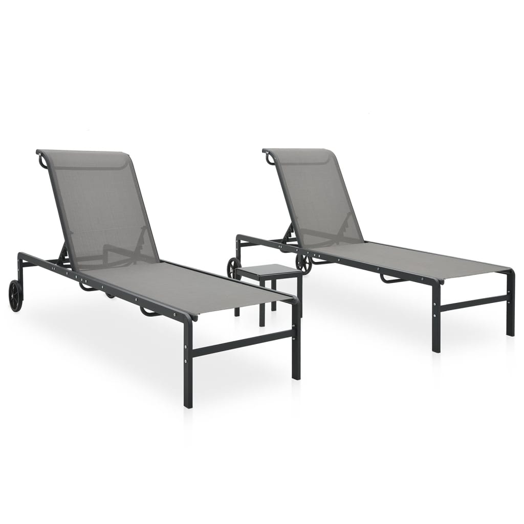 JUNG Vida Sonnenliegen 2 Stk. mit Tisch Textilene und Stahl