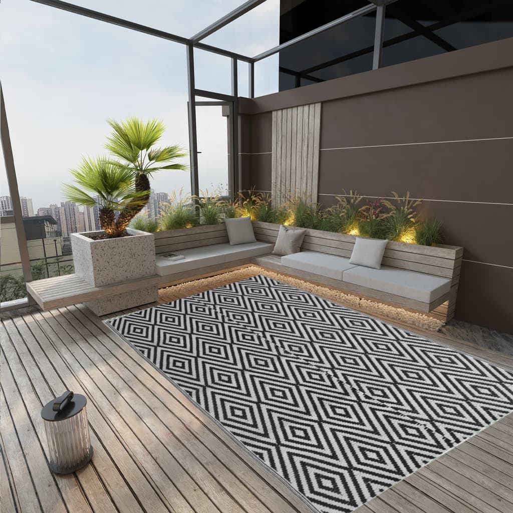 JUNG Vida Outdoor-Teppich ARAKIL Schwarz 140x200 cm PP