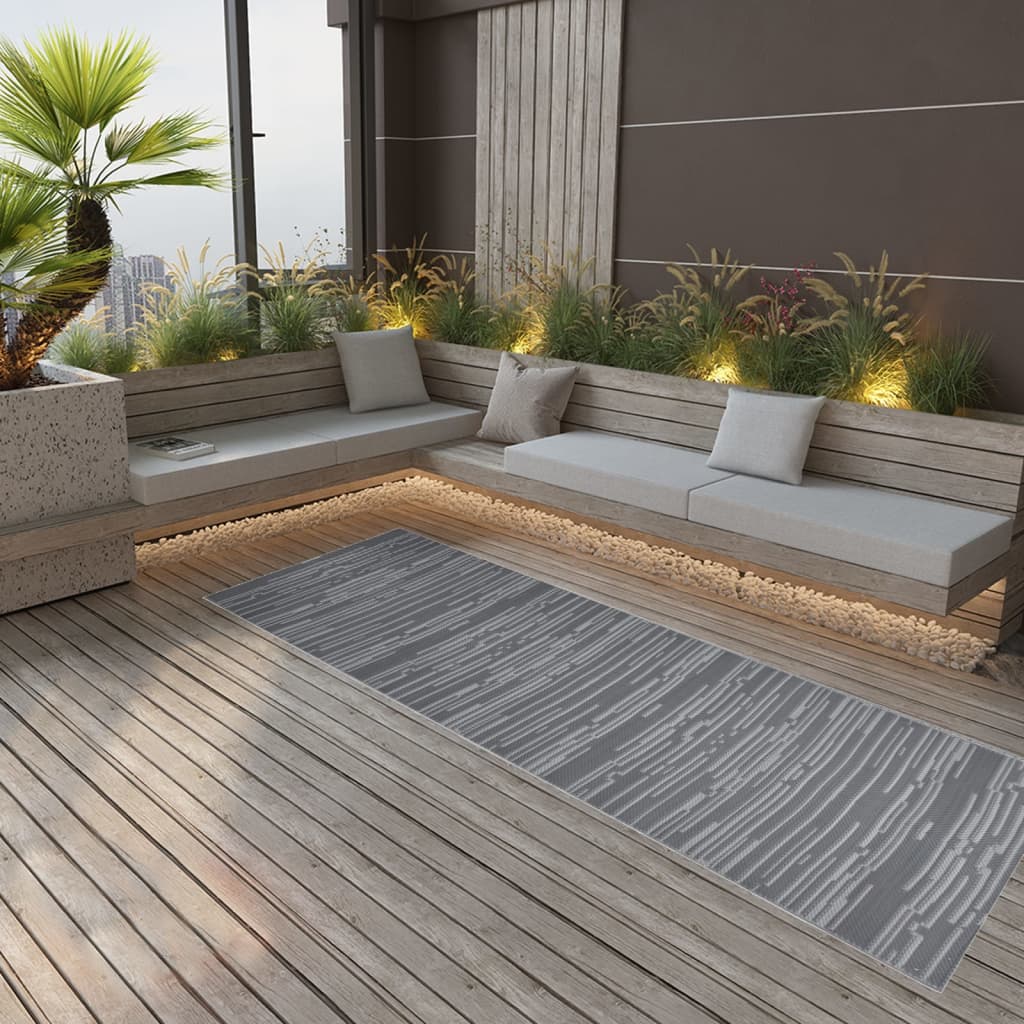JUNG Vida Outdoor-Teppich ARAKIL Anthrazit 80x250 cm PP