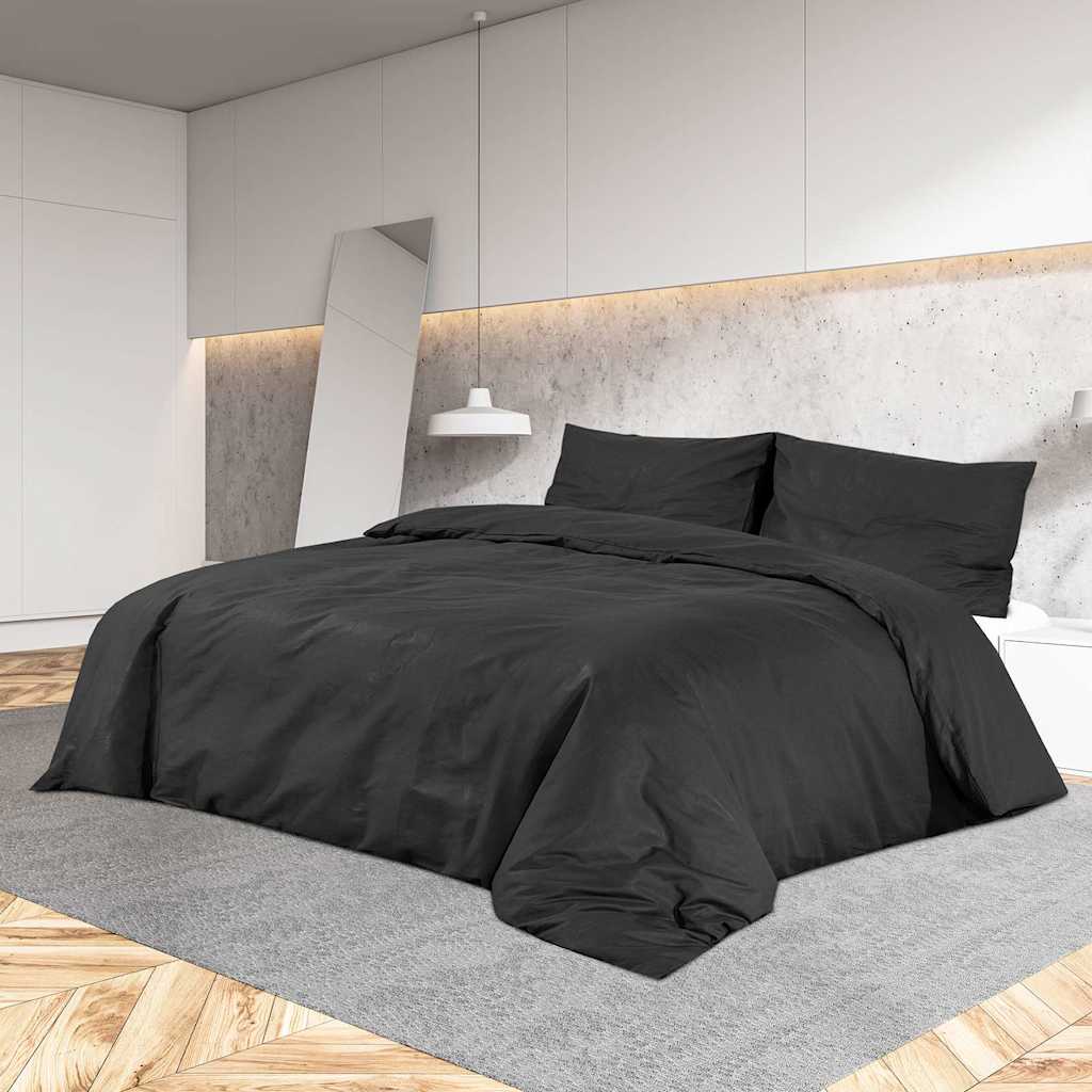 JUNG Vida Bettwäsche-Set Schwarz 220x240 cm Leichte Mikrofaser