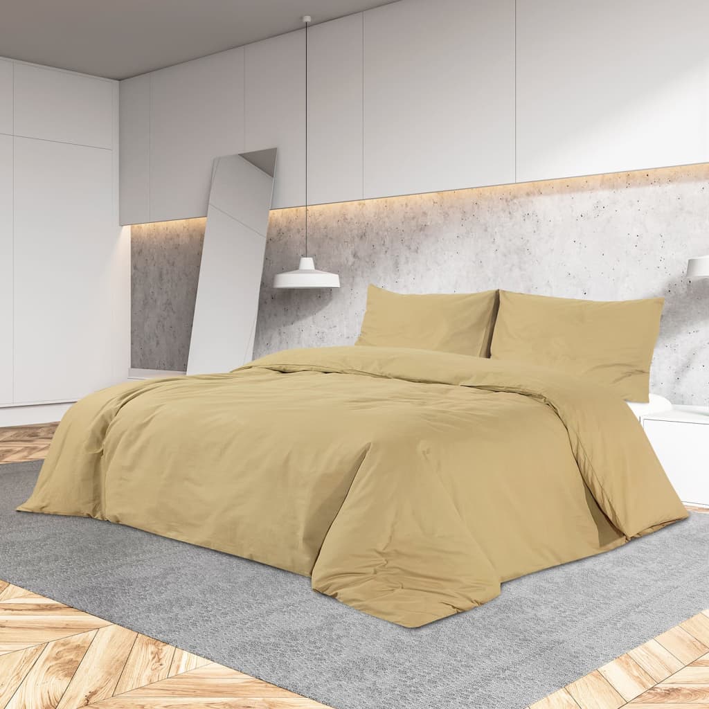JUNG Vida Bettwäsche-Set Taupe 200x200 cm Leichte Mikrofaser