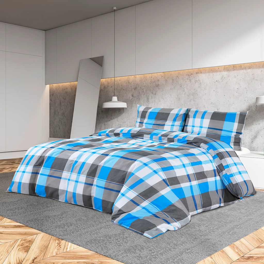 JUNG Vida Bettwäsche-Set Blau und Grau 260x240 cm Baumwolle