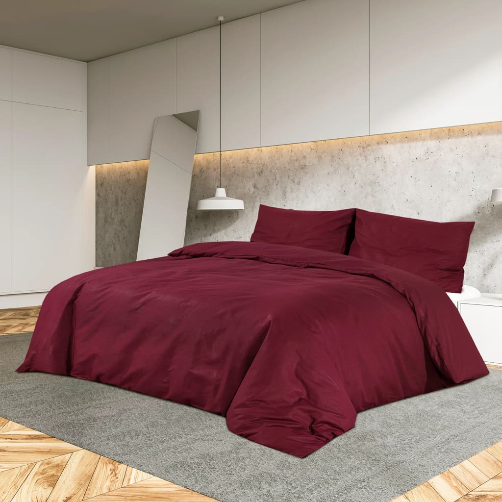 JUNG Vida Bettwäsche-Set Bordeauxrot 200x200 cm Baumwolle
