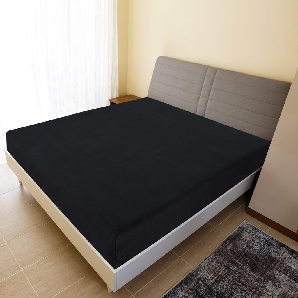 JUNG Vida Spannbettlaken 2 Stk. Jersey Schwarz 140x200 cm Baumwolle