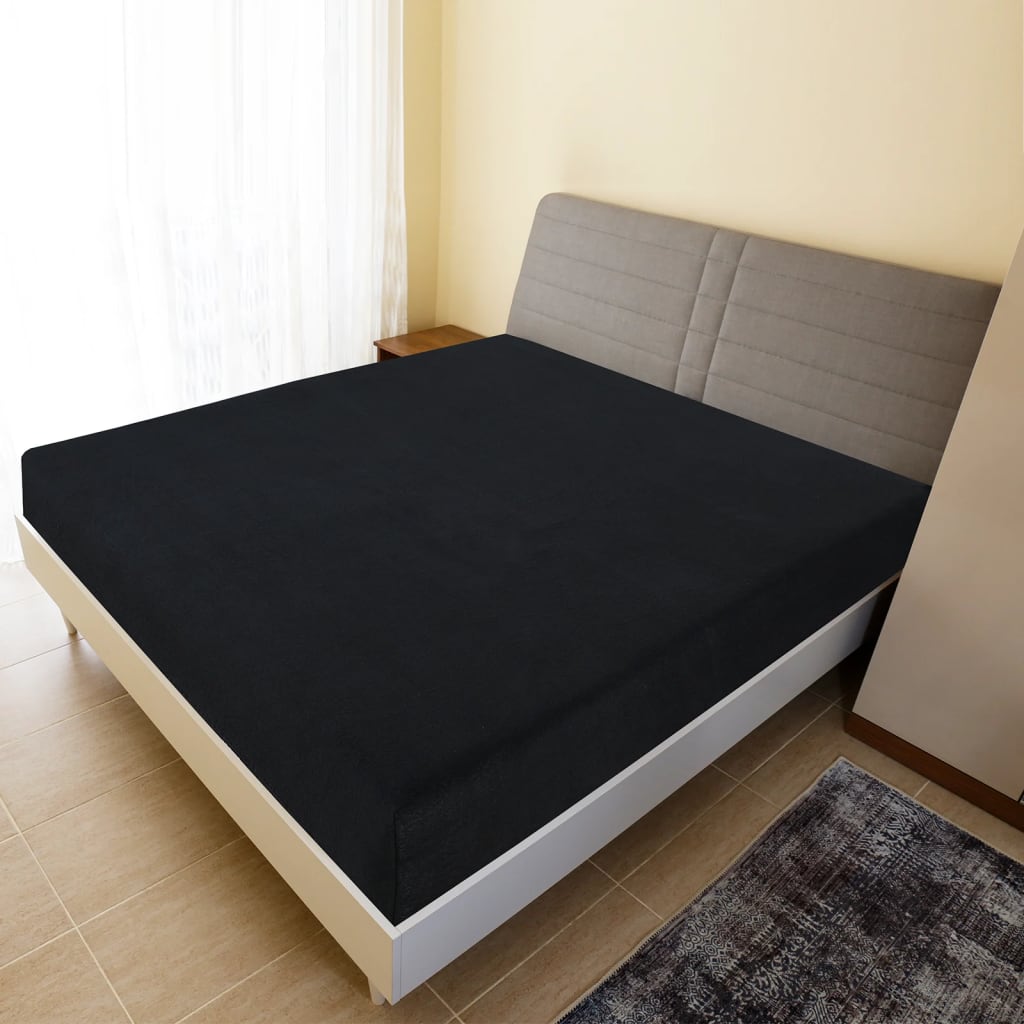 JUNG Vida Spannbettlaken 2 Stk. Jersey Schwarz 160x200 cm Baumwolle