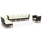 JUNG Vida 8-tlg. Garten-Lounge-Set Poly Rattan Eukalyptusholz Schwarz