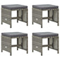 JUNG Vida Gartenhocker 4 Stk. mit Sitzkissen Poly Rattan Grau
