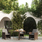JUNG Vida Gartentisch Braun 109x107x74 cm Poly Rattan und Glas