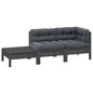 JUNG Vida 3-tlg. Garten-Lounge-Set mit Kissen in Grau Kiefer Massivholz