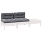 JUNG Vida 3-tlg. Garten-Lounge-Set mit Kissen Weiß Kiefer Massivholz
