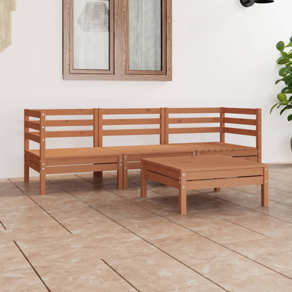 JUNG Vida 4-tlg. Garten-Lounge-Set Honigbraun Massivholz Kiefer