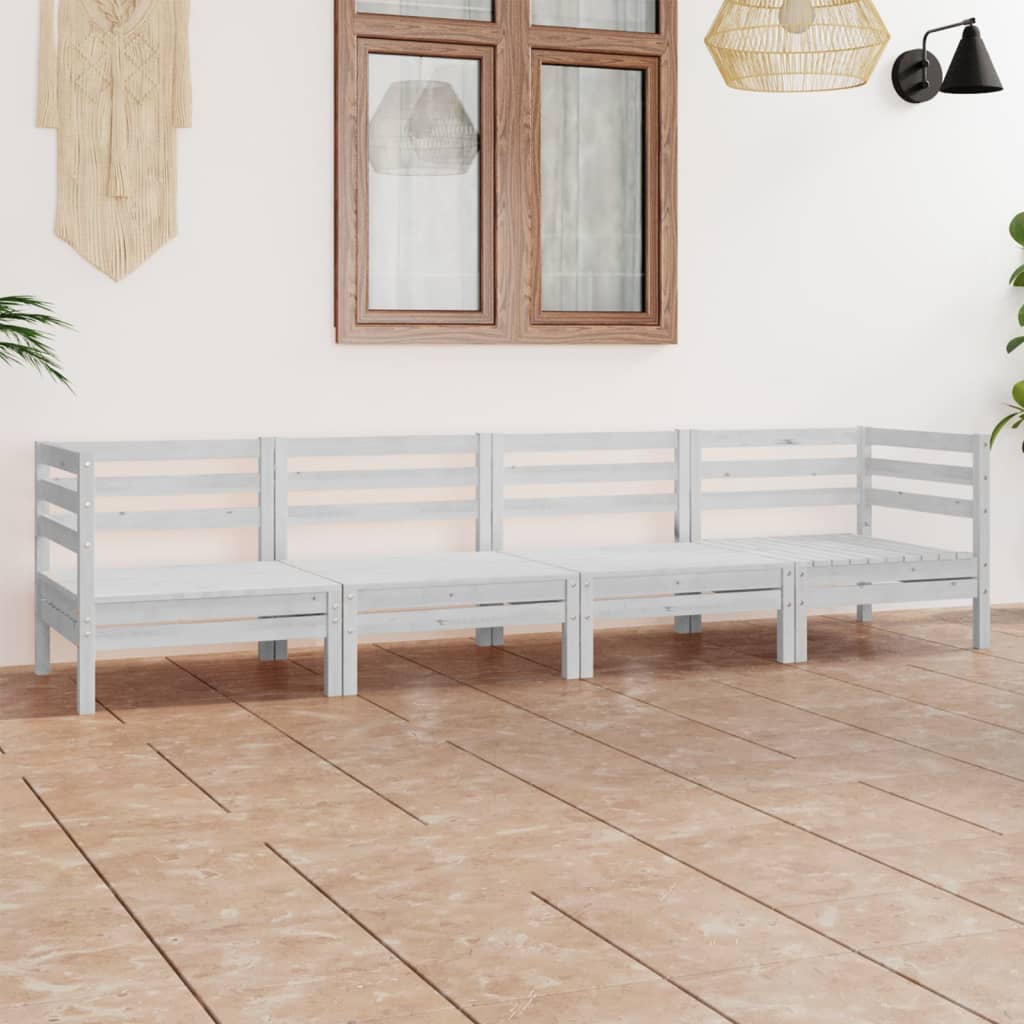 JUNG Vida 4-tlg. Garten-Lounge-Set Weiß Kiefer Massivholz