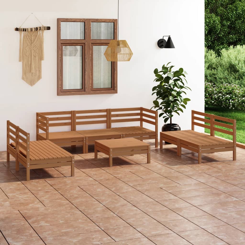 JUNG Vida 8-tlg. Garten-Lounge-Set Honigbraun Massivholz Kiefer