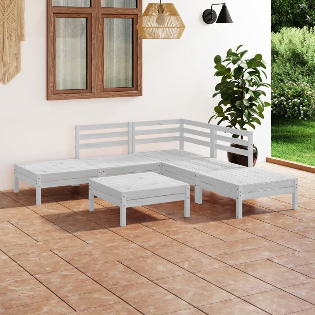 JUNG Vida 6-tlg. Garten-Lounge-Set Massivholz Kiefer Weiß