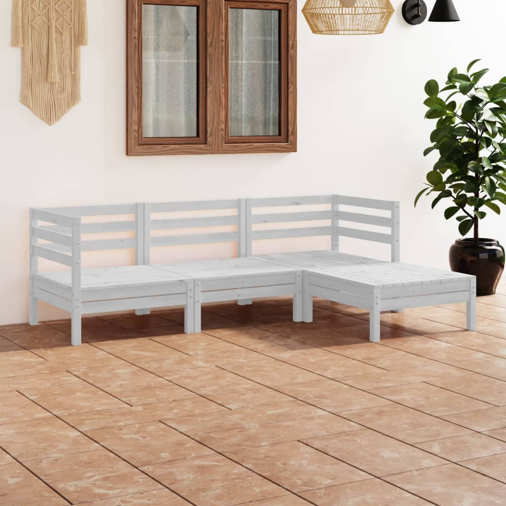 JUNG Vida 4-tlg. Garten-Lounge-Set Massivholz Kiefer Weiß