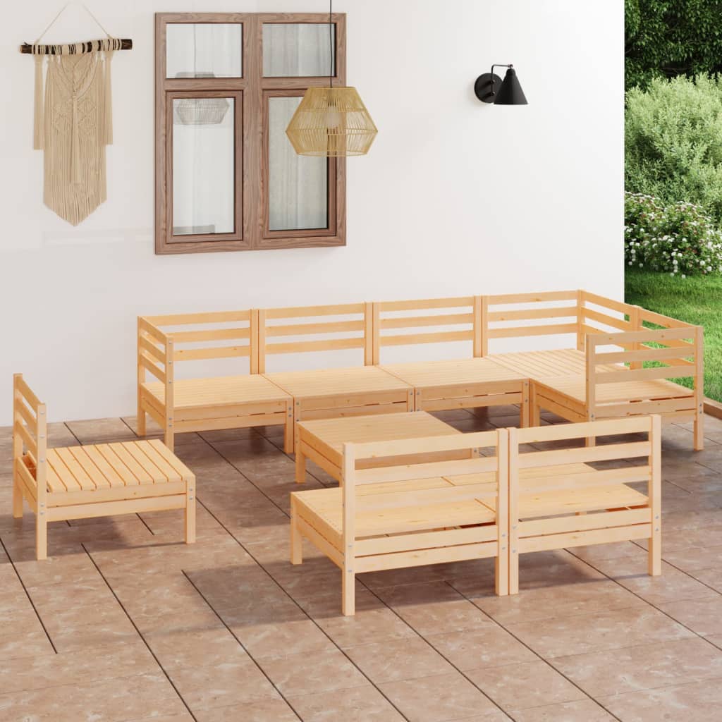 JUNG Vida 9-tlg. Garten-Lounge-Set Massivholz Kiefer