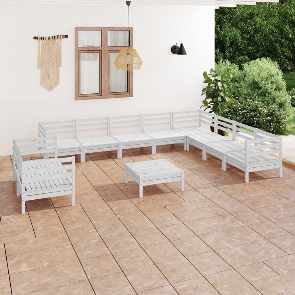 JUNG Vida 11-tlg. Garten-Lounge-Set Massivholz Kiefer Weiß