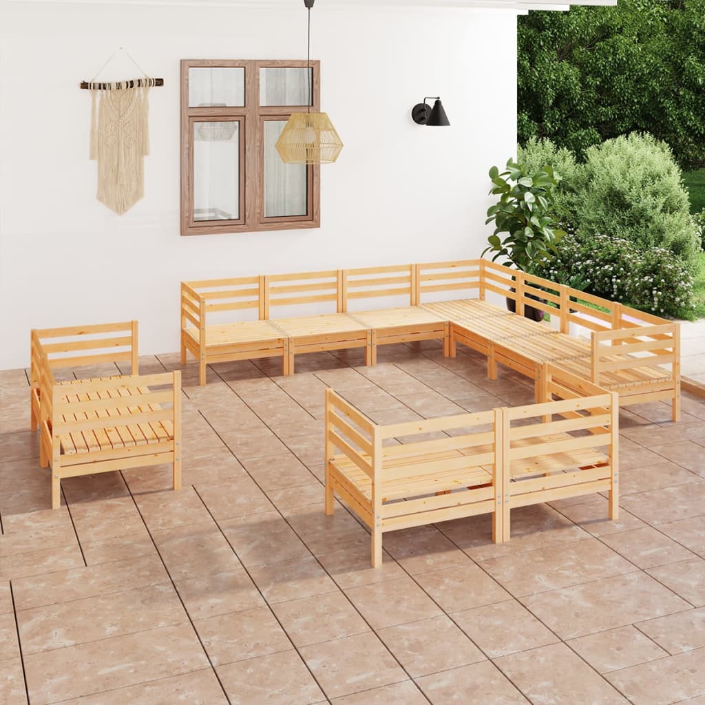 JUNG Vida 11-tlg. Garten-Lounge-Set Massivholz Kiefer