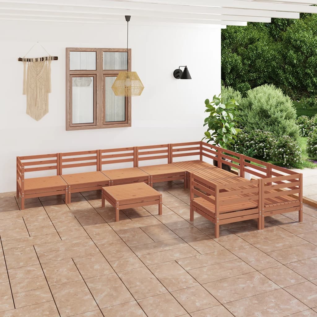 JUNG Vida 10-tlg. Garten-Lounge-Set Honigbraun Massivholz Kiefer