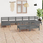 JUNG Vida 9-tlg. Garten-Lounge-Set Grau Massivholz Kiefer