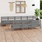 JUNG Vida 10-tlg. Garten-Lounge-Set Grau Massivholz Kiefer
