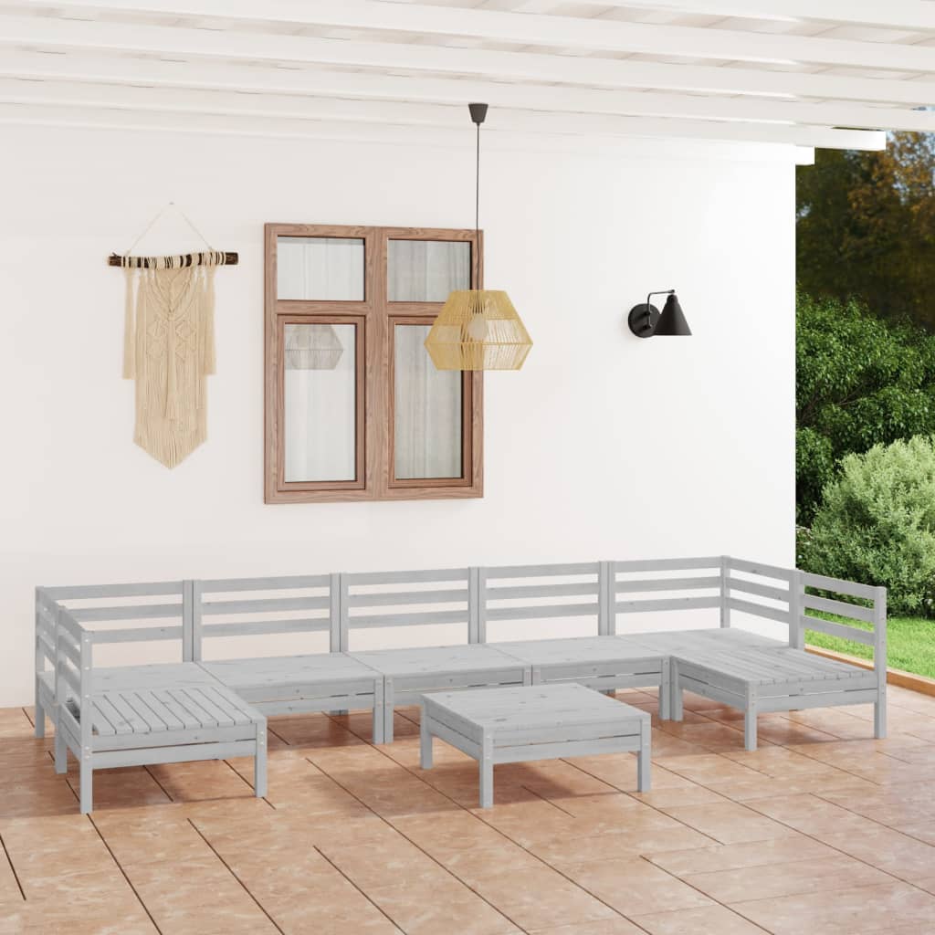 JUNG Vida 8-tlg. Garten-Lounge-Set Weiß Massivholz Kiefer