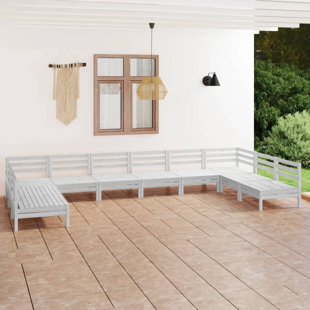 JUNG Vida 10-tlg. Garten-Lounge-Set Weiß Massivholz Kiefer