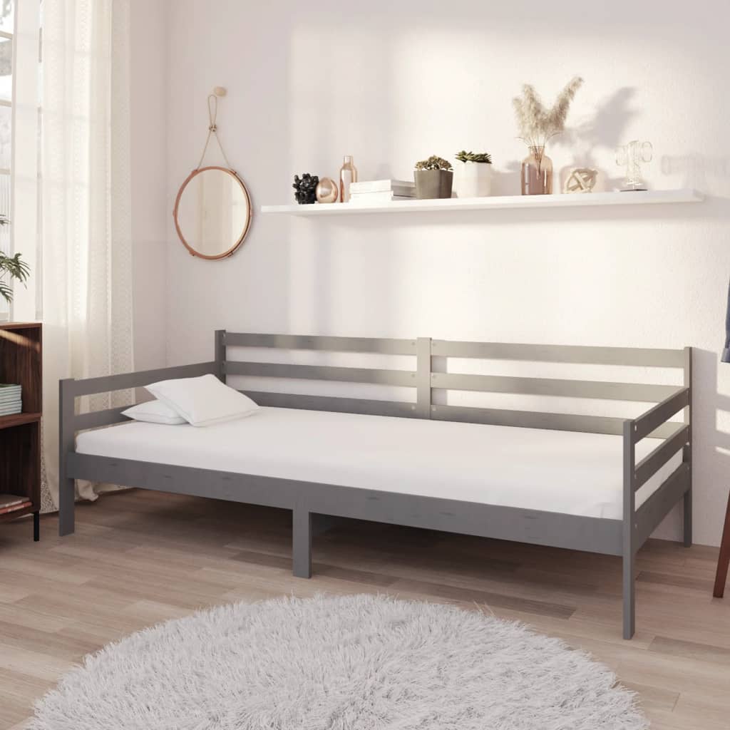 JUNG Vida Tagesbett mit Matratze 90x200 cm Grau Kiefer Massivholz
