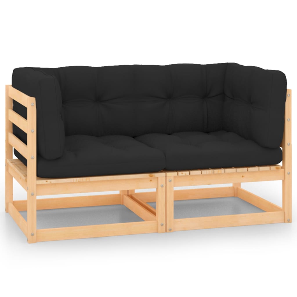 JUNG Vida Garten-Ecksofas mit Kissen 2 Stk. Massivholz Kiefer