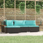 JUNG Vida 4-tlg. Garten-Lounge-Set mit Kissen Schwarz Poly Rattan
