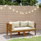 JUNG Vida 2-Sitzer-Gartensofa mit Creme Kissen Massivholz Akazie