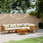 JUNG Vida 6-tlg. Garten-Lounge-Set mit Creme Kissen Massivholz Akazie