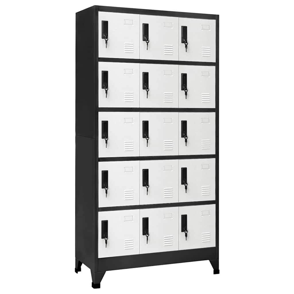JUNG Vida Schließfachschrank Anthrazit und Weiß 90x40x180 cm Stahl
