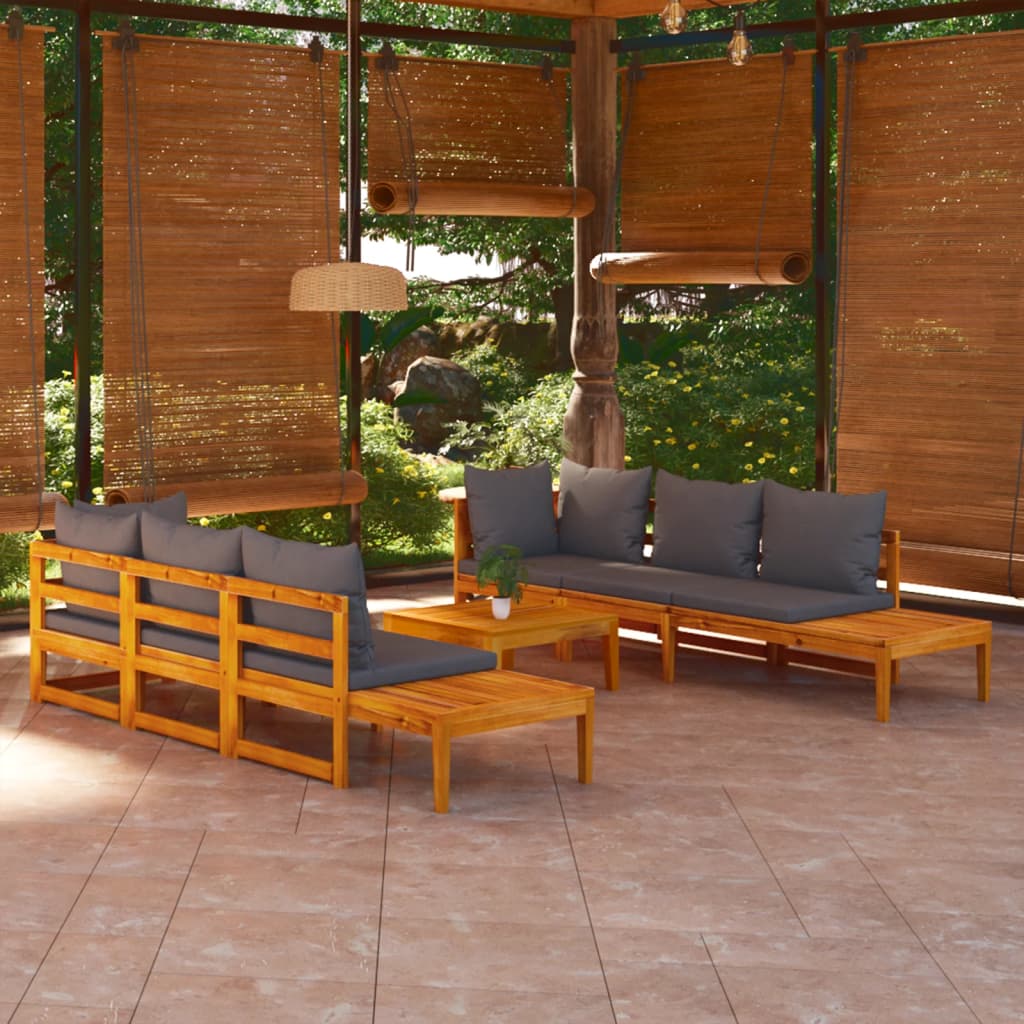 JUNG Vida 5-tlg. Garten-Lounge-Set mit Dunkelgrauen Kissen Akazienholz