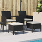 JUNG Vida Gartensofa 2-Sitzer mit Tisch und Hockern Schwarz Poly Rattan