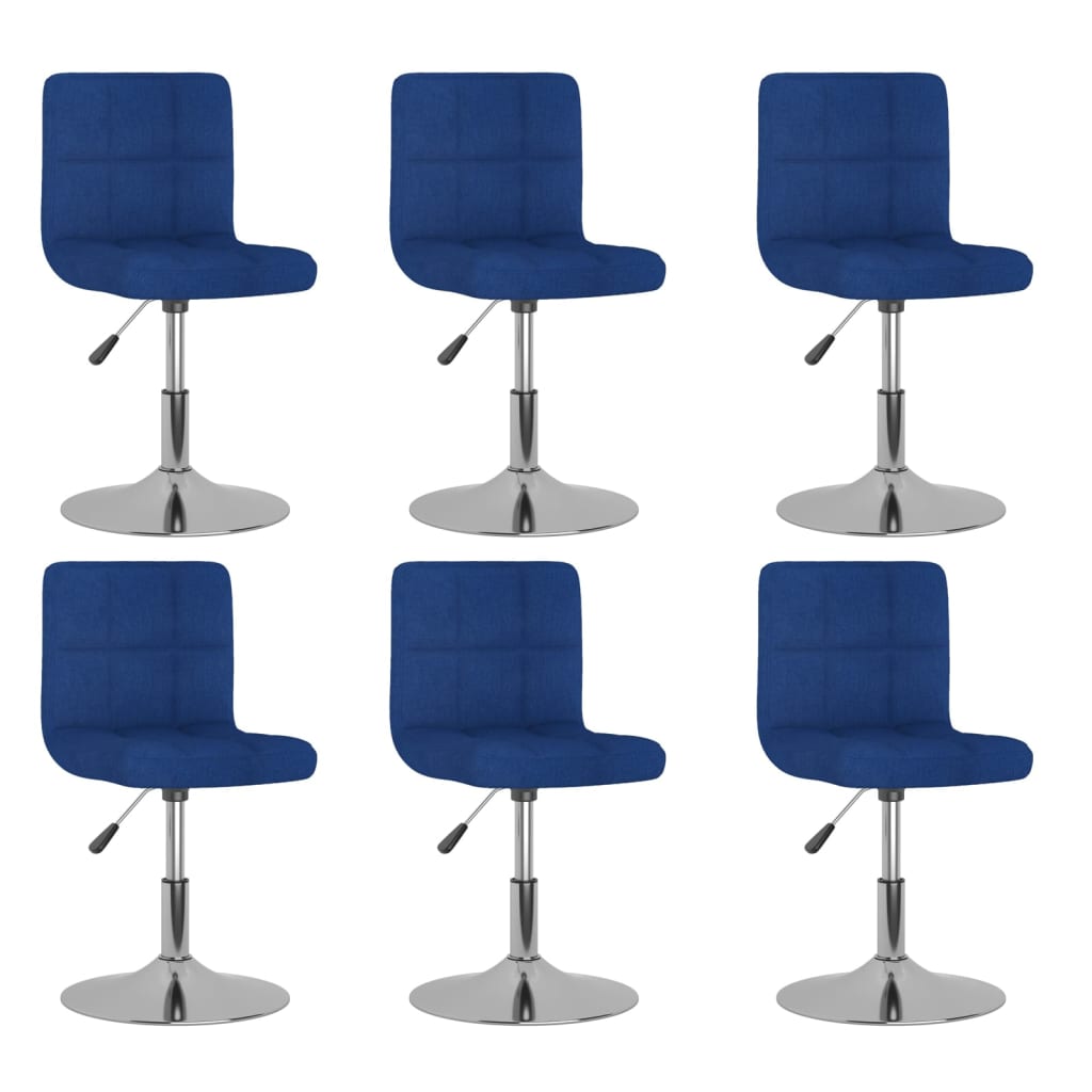 JUNG Vida Esszimmerstühle 6 Stk. Drehbar Blau Stoff