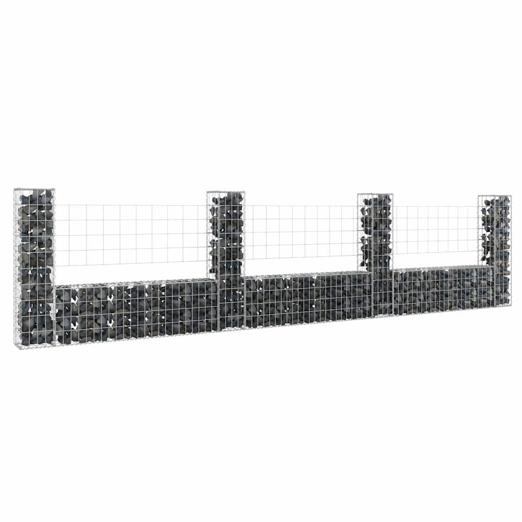 JUNG Vida Gabionenkorb U-Form mit 4 Säulen Eisen 380x20x100 cm