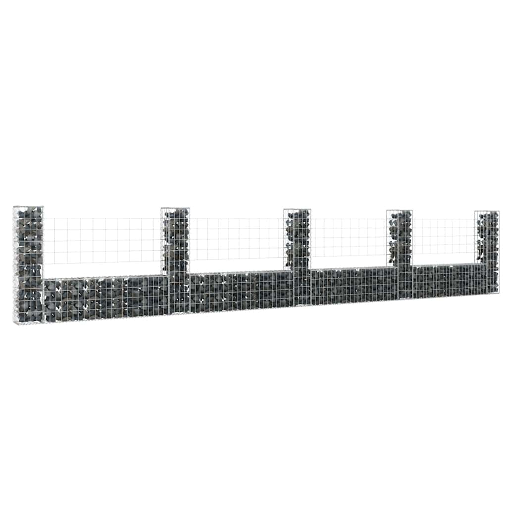 JUNG Vida Gabionenkorb U-Form mit 5 Säulen Eisen 500x20x100 cm