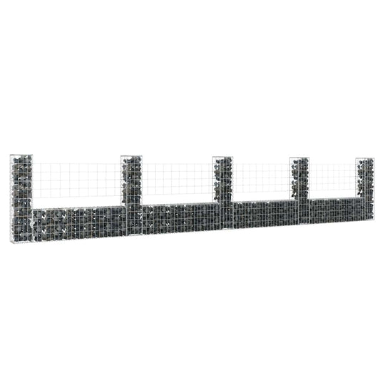 JUNG Vida Gabionenkorb U-Form mit 5 Säulen Eisen 500x20x100 cm