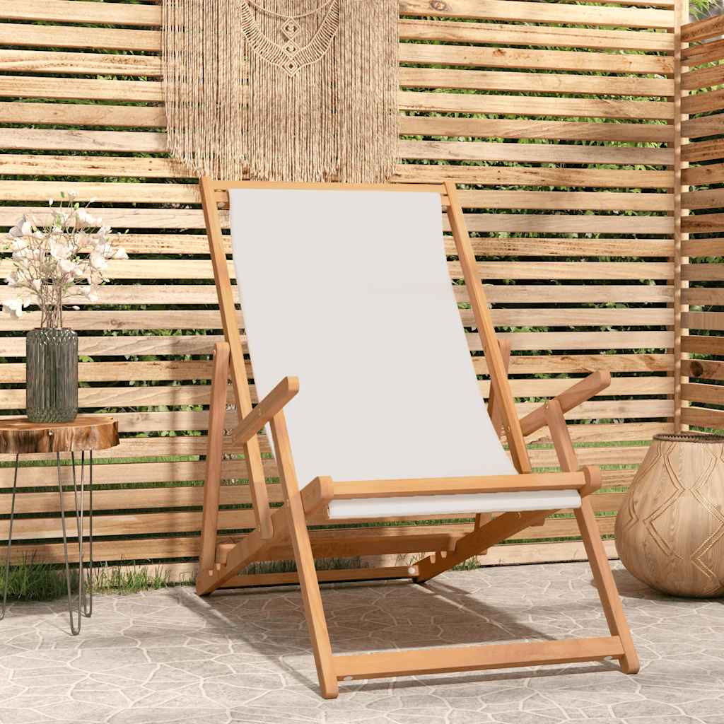 JUNG Vida Strandstuhl Klappbar Massivholz Teak Creme